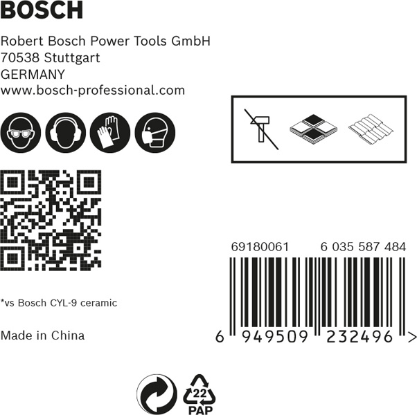 BOSCH EXPERT HEX-9 Hard Ceramic Bohrer-Set, 4/5/6/8/10 x 90 mm, 5-tlg