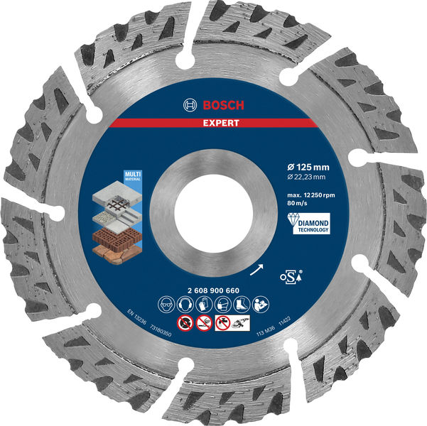 BOSCH EXPERT MultiMaterial Diamanttrennscheiben, 125 x 22,23 x 2,2 x 12 mm