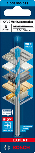 BOSCH EXPERT CYL-9 MultiConstruction Bohrer, 6 x 60 x 100 mm BOSCH EXPERT CYL-9 MultiConstruction Bohrer, 6 x 60 x 100 mm