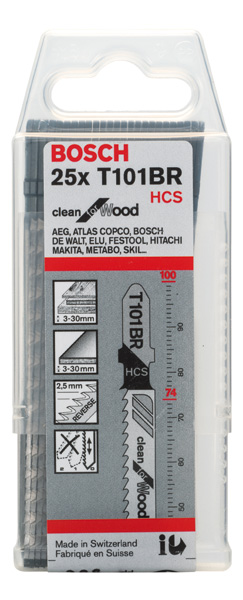 BOSCH Stichsägeblatt T 101 BR Clean for Wood, 25er-Pack BOSCH Stichsägeblatt T 101 BR Clean for Wood, 25er-Pack