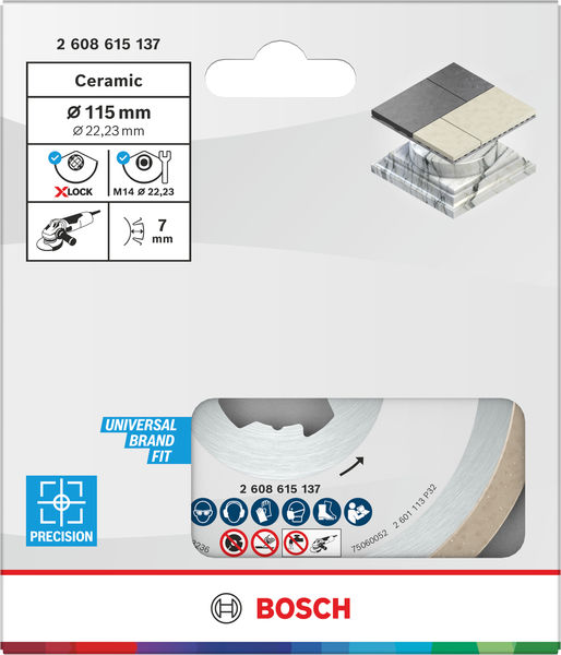 BOSCH X-LOCK Diamanttrennscheibe Standard for Ceramic 115 x 22,23 x 1,6 x 7 BOSCH X-LOCK Diamanttrennscheibe Standard for Ceramic 115 x 22,23 x 1,6 x 7