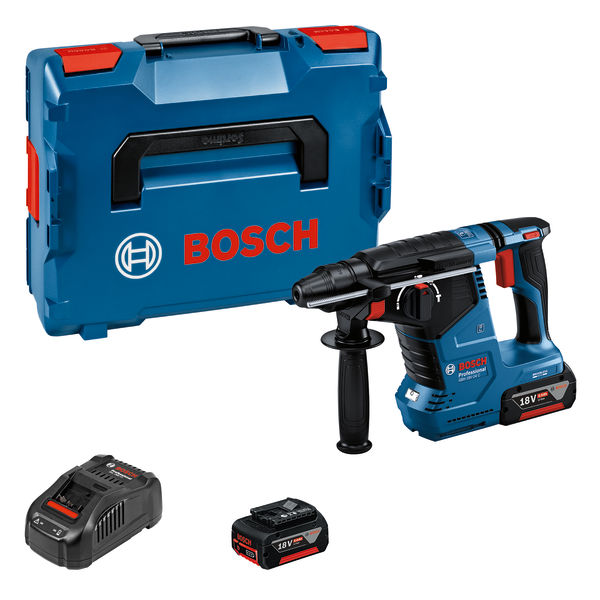 BOSCH Akku-Bohrhammer GBH 18V-24 C + 2 x GBH 18V 5,0 Ah GAL 1880 CV in L-BOXX