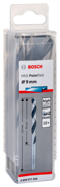 BOSCH Metallspiralbohrer HSS PointTeQ, DIN 338, 9,0 mm, 10er-Pack BOSCH Metallspiralbohrer HSS PointTeQ, DIN 338, 9,0 mm, 10er-Pack