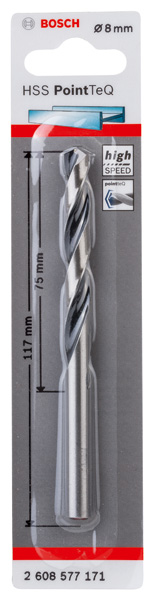BOSCH Metallspiralbohrer HSS PointTeQ, DIN 338, 8,0 mm, 1er-Pack BOSCH Metallspiralbohrer HSS PointTeQ, DIN 338, 8,0 mm, 1er-Pack
