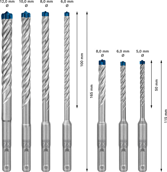 BOSCH EXPERT SDS plus-7X Hammerbohrer-Set, 5/6/6/8/8/10/12 mm, 7-tlg. BOSCH EXPERT SDS plus-7X Hammerbohrer-Set, 5/6/6/8/8/10/12 mm, 7-tlg.