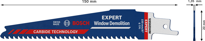 BOSCH EXPERT ‘Window Demolition’ S 956 DHM Säbelsägeblatt, 1 Stück BOSCH EXPERT ‘Window Demolition’ S 956 DHM Säbelsägeblatt, 1 Stück