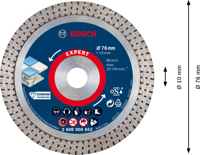 BOSCH EXPERT HardCeramic 76 mm Diamanttrennscheiben 76 x 1,5 x 10 mm BOSCH EXPERT HardCeramic 76 mm Diamanttrennscheiben 76 x 1,5 x 10 mm