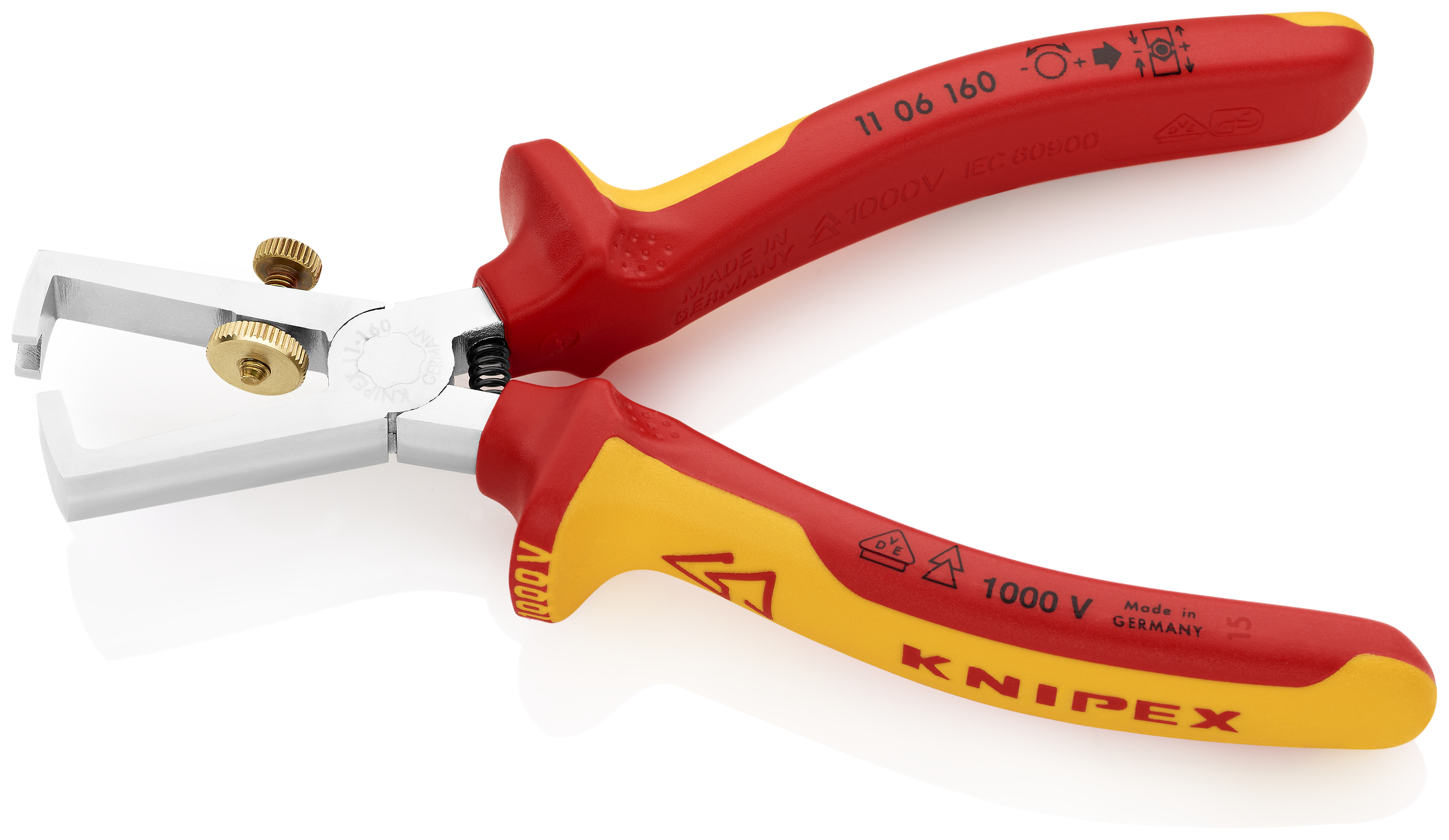 KNIPEX 11 06 160 Abisolierzange mit Öffnungsfeder, universal isoliert mit Mehrkomponenten-Hüllen, VDE-geprüft verchromt 160 mm KNIPEX 11 06 160 Abisolierzange mit Öffnungsfeder, universal isoliert mit Mehrkomponenten-Hüllen, VDE-geprüft verchromt 160 mm