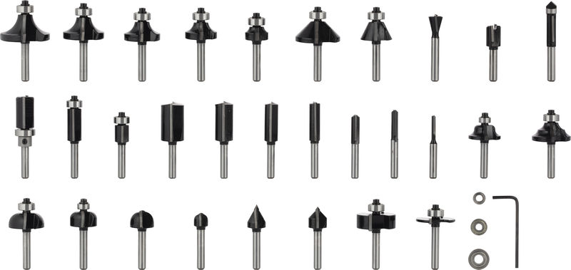 BOSCH 30 tlg Mixed Fräser Set 6mm Schaft BOSCH 30 tlg Mixed Fräser Set 6mm Schaft