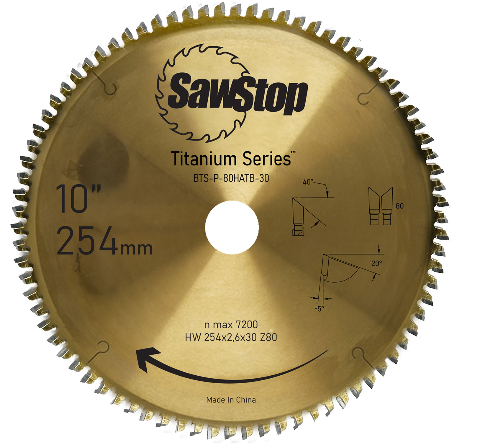 SAWSTOP TITANIUM Sägeblatt 254x3,2/2,4x30, WZ80