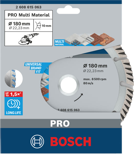 BOSCH PRO Multi Material Diamanttrennscheibe, 180 x 22,23 mm BOSCH PRO Multi Material Diamanttrennscheibe, 180 x 22,23 mm