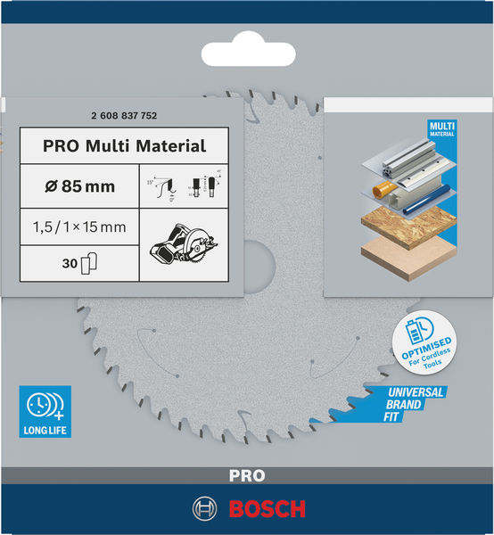BOSCH PRO Multi Material cordless Kreissägeblatt 85 x 1,5 x 15 mm BOSCH PRO Multi Material cordless Kreissägeblatt 85 x 1,5 x 15 mm