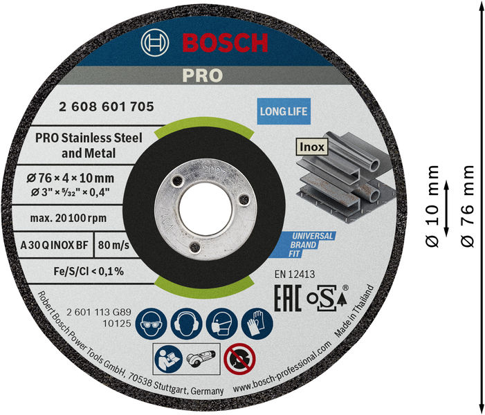 BOSCH Expert for Inox 2 Stck. x 76 x 4 x 10 mm Schruppscheibe BOSCH Expert for Inox 2 Stck. x 76 x 4 x 10 mm Schruppscheibe