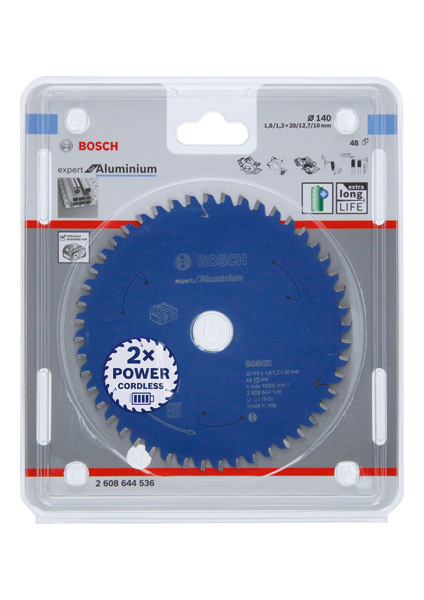BOSCH Kreissägeblatt für Akkusägen Expert for Aluminium, 140 x 1,8/1,3 x 20, 48 Zähne BOSCH Kreissägeblatt für Akkusägen Expert for Aluminium, 140 x 1,8/1,3 x 20, 48 Zähne