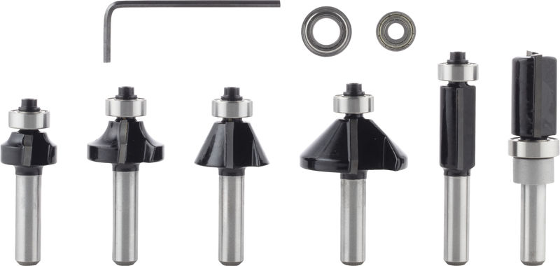 BOSCH 6-teiliges Rand- und Kantenfräser-Set, 8-mm-Schaft BOSCH 6-teiliges Rand- und Kantenfräser-Set, 8-mm-Schaft