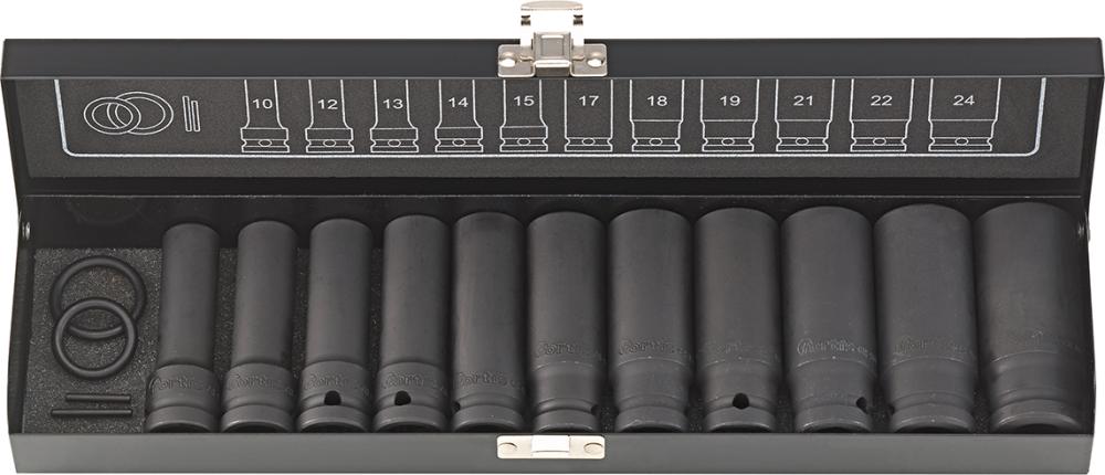 FORTIS Kraft-Steckschlüssel-Satz 1/2" 15-teilig lang