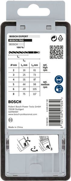 BOSCH 7-teiliges Holzspiralbohrer-Set, Robust Line, Sechskantschaft, 2–8 mm BOSCH 7-teiliges Holzspiralbohrer-Set, Robust Line, Sechskantschaft, 2–8 mm