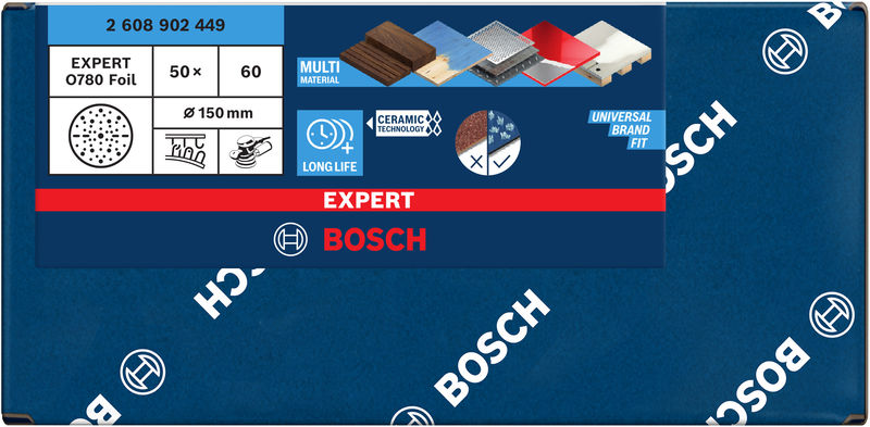 BOSCH EXPERT O780 Folienschleifscheibe, 150 mm, K60 BOSCH EXPERT O780 Folienschleifscheibe, 150 mm, K60