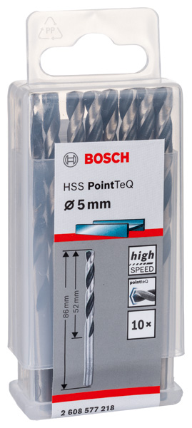 BOSCH Metallspiralbohrer HSS PointTeQ, DIN 338, 5,0 mm, 10er-Pack BOSCH Metallspiralbohrer HSS PointTeQ, DIN 338, 5,0 mm, 10er-Pack