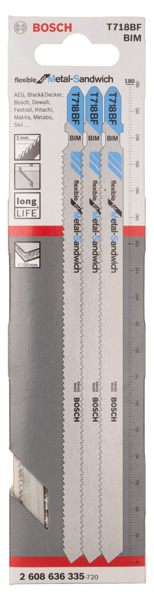 BOSCH PRO Metal Sandwich T718BF Stichsägeblatt, 180 mm, 3-tlg. BOSCH PRO Metal Sandwich T718BF Stichsägeblatt, 180 mm, 3-tlg.