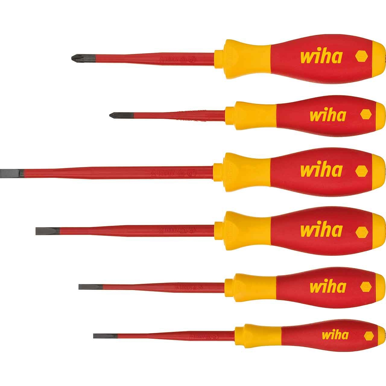 WIHA Schraubendreher Set SoftFinish® electric slimFix Schlitz, Phillips 6-tlg. WIHA Schraubendreher Set SoftFinish® electric slimFix Schlitz, Phillips 6-tlg.