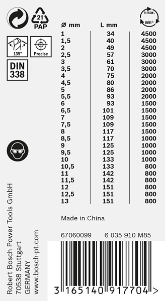 BOSCH HSS-Spiralbohrer-Set PointTeQ, 25-tlg., ProBox, 1-13 mm