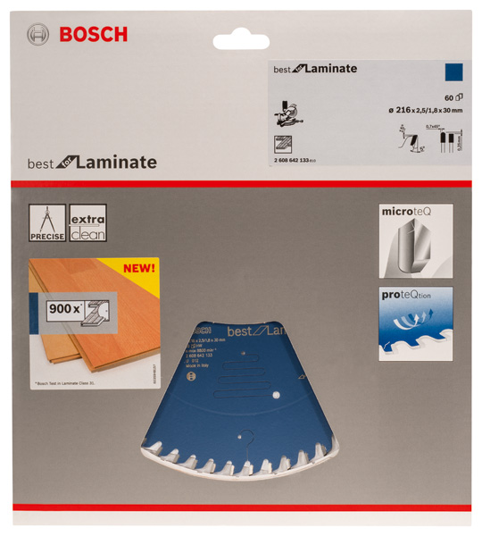 BOSCH Kreissägeblatt Best for Laminate, 216 x 30 x 2,5 mm, 60 Zähne