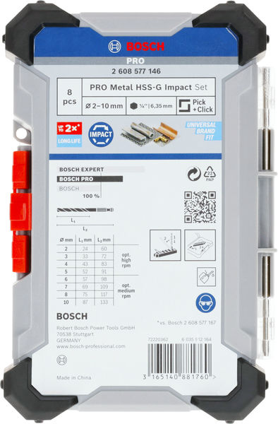 BOSCH PRO Metal HSS-G Impact Spiralbohrer Set, 8-tlg., in Box BOSCH PRO Metal HSS-G Impact Spiralbohrer Set, 8-tlg., in Box
