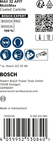 BOSCH EXPERT MultiMax MAII 32 APIT Blatt für Multifunktionswerkzeuge, 32 mm, 10 Stück BOSCH EXPERT MultiMax MAII 32 APIT Blatt für Multifunktionswerkzeuge, 32 mm, 10 Stück
