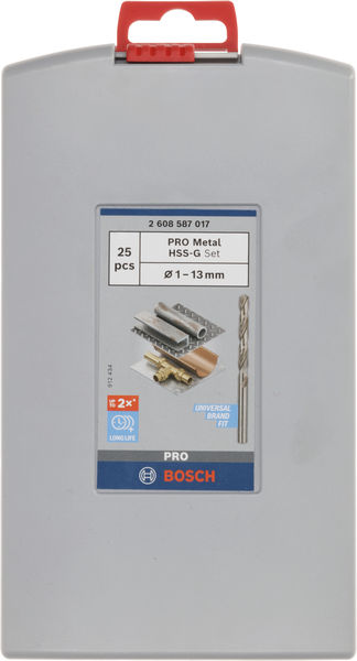BOSCH 25-teiliges HSS-G ProBox Metallbohrer-Set, DIN 338, 135°, 1–13 mm BOSCH 25-teiliges HSS-G ProBox Metallbohrer-Set, DIN 338, 135°, 1–13 mm