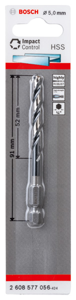 BOSCH HSS Spiralbohrer mit Sechskantschaft 5,0 mm BOSCH HSS Spiralbohrer mit Sechskantschaft 5,0 mm