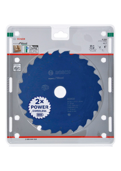 BOSCH Kreissägeblatt für Akkusägen Expert for Wood, 216 x 1,7/1,2 x 30, 24 Zähne BOSCH Kreissägeblatt für Akkusägen Expert for Wood, 216 x 1,7/1,2 x 30, 24 Zähne