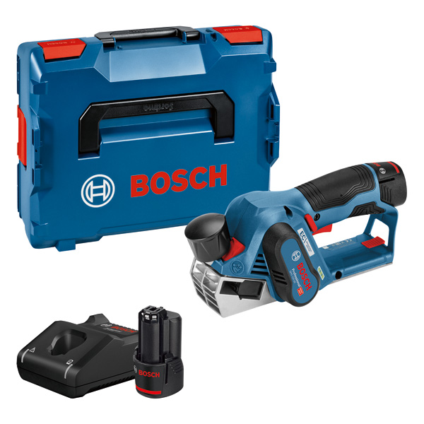 BOSCH Akku-Hobel GHO 12V-20, 2x GBA 12V 3.0 Ah, GAL 1230 CV, L-BOXX BOSCH Akku-Hobel GHO 12V-20, 2x GBA 12V 3.0 Ah, GAL 1230 CV, L-BOXX