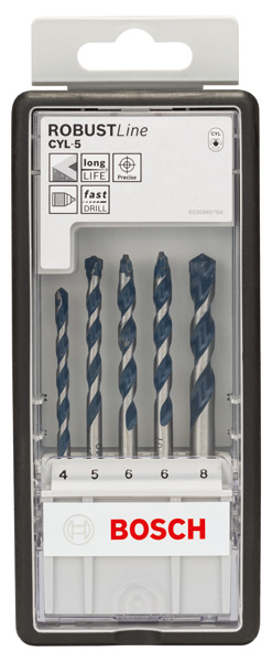 BOSCH 5-teiliges CYL-5 Betonbohrer-Set, Robust Line, 4–8 mm BOSCH 5-teiliges CYL-5 Betonbohrer-Set, Robust Line, 4–8 mm