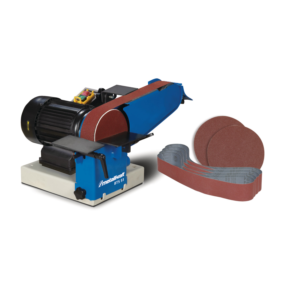 METALLKRAFT Band-und Tellerschleifmaschine BTS 51 Aktions-Set