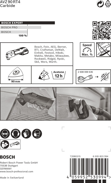 BOSCH EXPERT Sanding Plate AVZ 90 RT4 Blatt für Multifunktionswerkzeuge, 90 mm