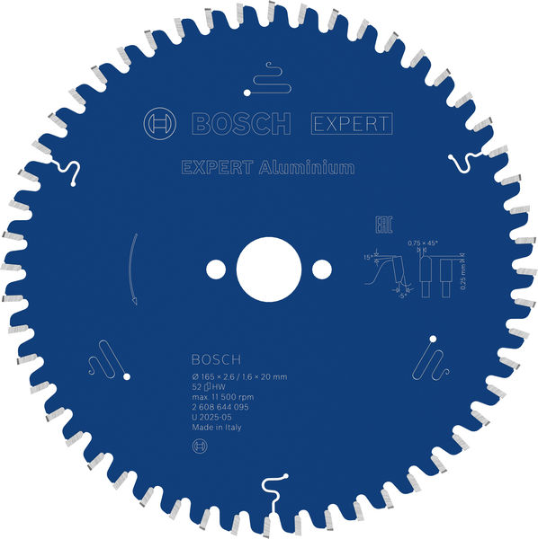 BOSCH Kreissägeblatt Expert for Aluminium, 165 x 20 x 2,6 mm, 52 Zähne BOSCH Kreissägeblatt Expert for Aluminium, 165 x 20 x 2,6 mm, 52 Zähne