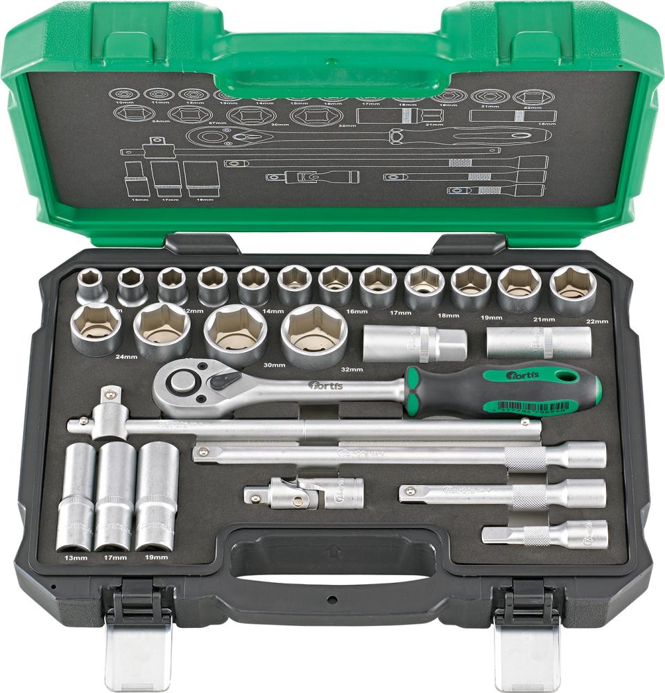 FORTIS Steckschlüssel-Garnitur 1/2" 27-tlg. FORTIS Steckschlüssel-Garnitur 1/2" 27-tlg.