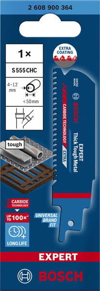 BOSCH EXPERT ‘Thick Tough Metal’ S 555 CHC Säbelsägeblatt, 1 Stück BOSCH EXPERT ‘Thick Tough Metal’ S 555 CHC Säbelsägeblatt, 1 Stück