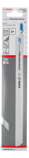BOSCH Stichsägeblatt T 1018 AFP Precision for Metal-Sandwich BOSCH Stichsägeblatt T 1018 AFP Precision for Metal-Sandwich
