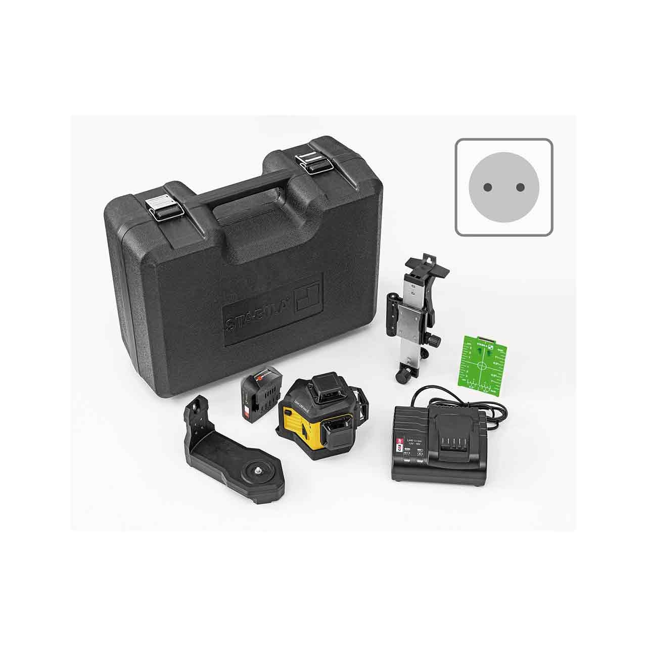 STABILA Multilinien-Laser LAX 600 G, 12-V-System, 7-teiliges Set, mit Akku und Ladegerät (EU)