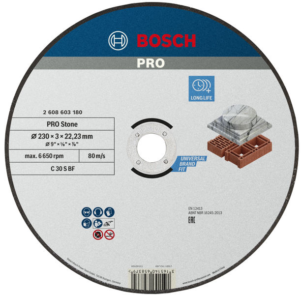 BOSCH Trennscheibe gerade Standard for Stone C 30 S BF, 230 mm, 3,0 mm BOSCH Trennscheibe gerade Standard for Stone C 30 S BF, 230 mm, 3,0 mm