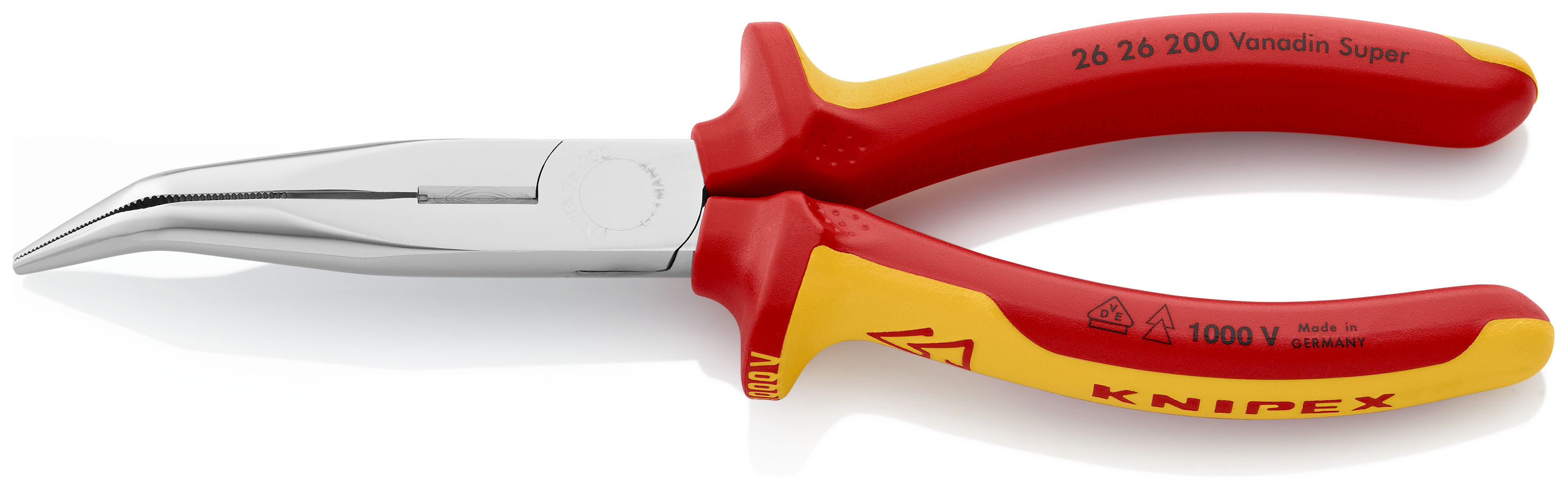 KNIPEX 26 26 200 Flachrundzange mit Schneide (Storchschnabelzange) isoliert mit Mehrkomponenten-Hüllen, VDE-geprüft verchromt 200 mm KNIPEX 26 26 200 Flachrundzange mit Schneide (Storchschnabelzange) isoliert mit Mehrkomponenten-Hüllen, VDE-geprüft verchromt 200 mm