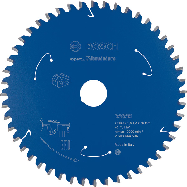 BOSCH Kreissägeblatt für Akkusägen Expert for Aluminium, 140 x 1,8/1,3 x 20, 48 Zähne BOSCH Kreissägeblatt für Akkusägen Expert for Aluminium, 140 x 1,8/1,3 x 20, 48 Zähne
