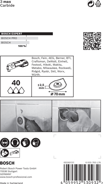 BOSCH EXPERT 3 max AVZ 70 RT4 Platte, 70 mm BOSCH EXPERT 3 max AVZ 70 RT4 Platte, 70 mm