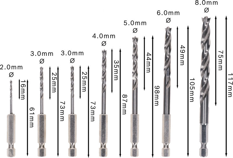 BOSCH 7-teiliges Holzspiralbohrer-Set, Robust Line, Sechskantschaft, 2–8 mm BOSCH 7-teiliges Holzspiralbohrer-Set, Robust Line, Sechskantschaft, 2–8 mm