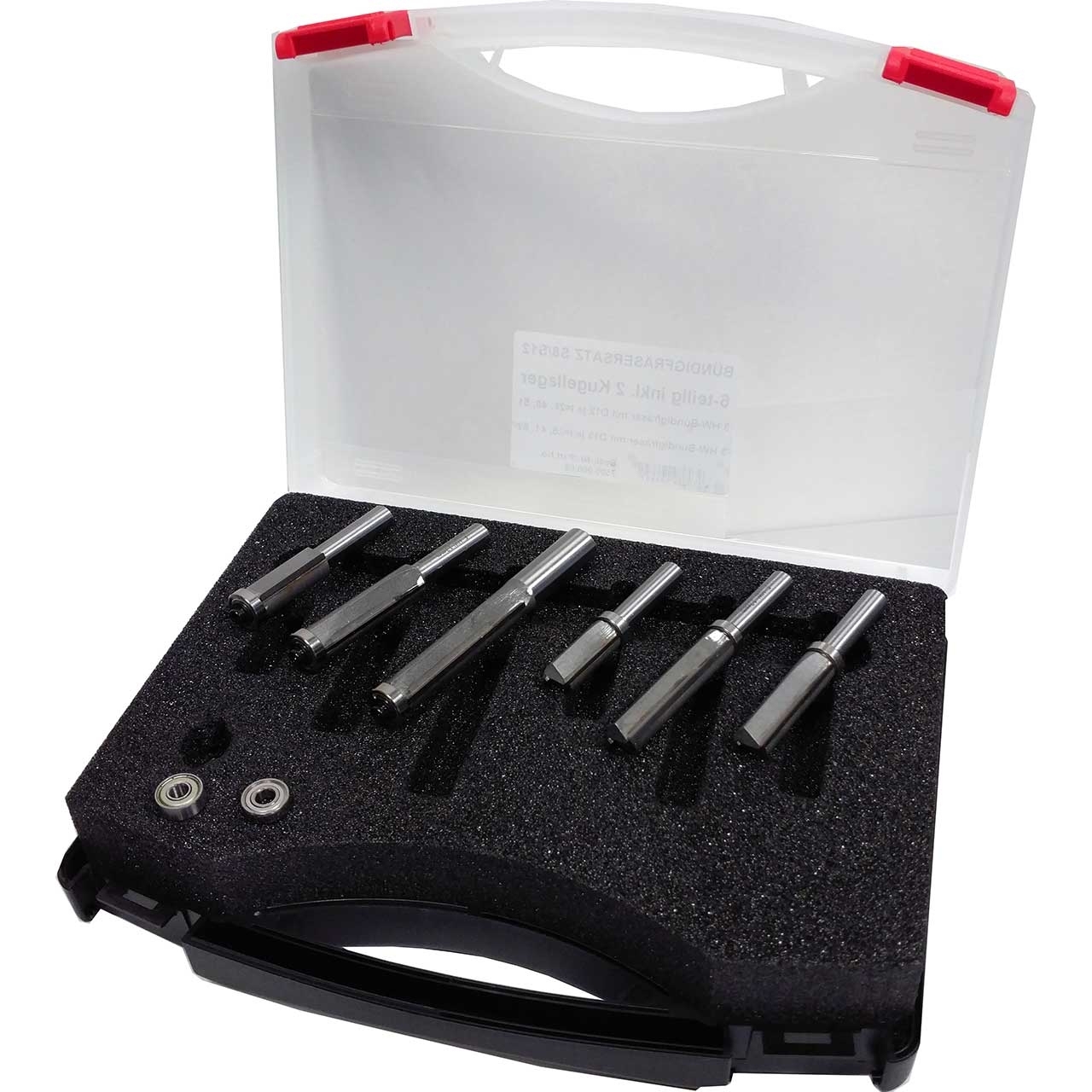 GUHDO HW-Bündigfräser-Satz S8/S12in Kunststoffbox 6-teilig