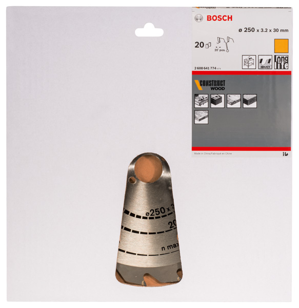 BOSCH Kreissägeblatt Construct Wood, 250 x 30 x 3,2 mm, Z 20 BOSCH Kreissägeblatt Construct Wood, 250 x 30 x 3,2 mm, Z 20