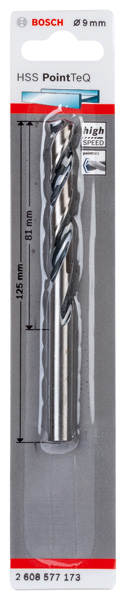 BOSCH Metallspiralbohrer HSS PointTeQ, DIN 338, 9,0 mm, 1er-Pack BOSCH Metallspiralbohrer HSS PointTeQ, DIN 338, 9,0 mm, 1er-Pack