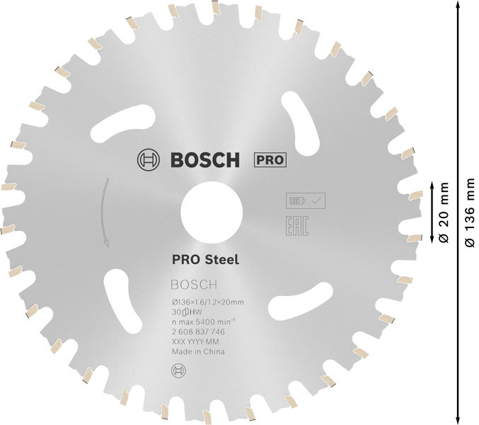 BOSCH PRO Steel cordless Kreissägeblatt 136 x 1,6 x 20 mm BOSCH PRO Steel cordless Kreissägeblatt 136 x 1,6 x 20 mm